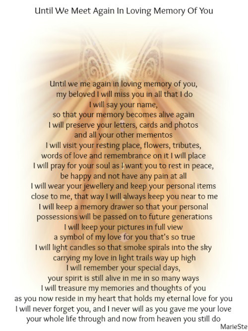 Until We Meet Again In Loving Memory Of You The Grief